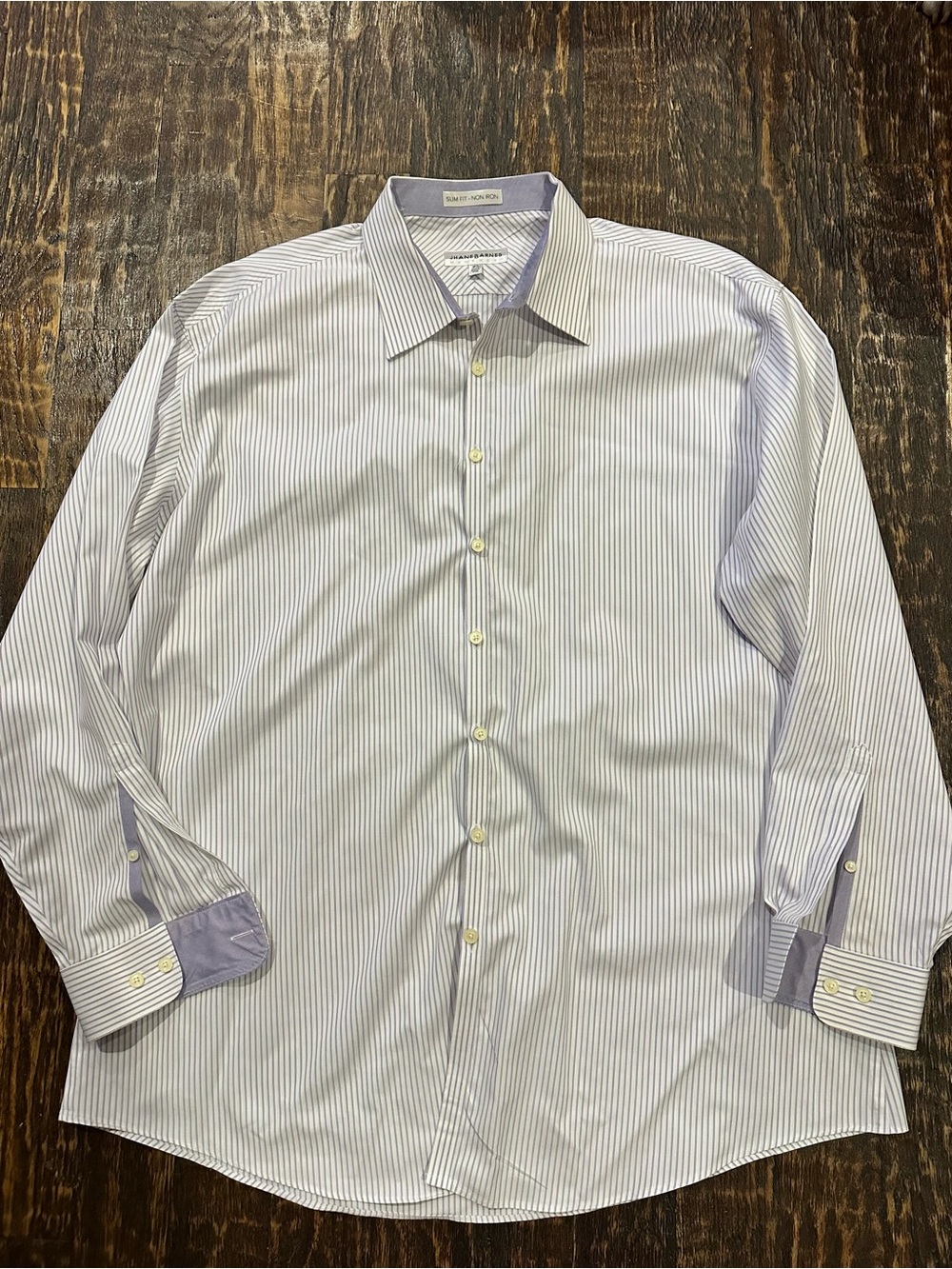 Jhane Barnes White Dress Shirt with Light purple Pinstripes